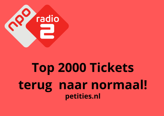 Top 2000 tickets terug naar normaal!